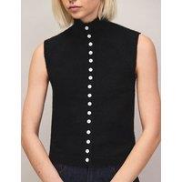 RO&ZO Alpaca Blend Button Through Knitted Top Black