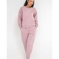 Pour Moi Cotton Rich Quilted Sweatshirt & Joggers Set Mauve