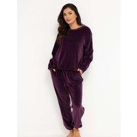 Pour Moi Ribbed Fleece Lounge Set Plum