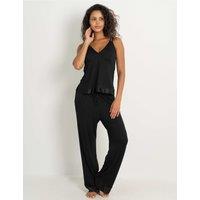 Pour Moi Satin Trim Cami Trouser Pyjama Set Black