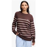 Superdry & Co Pure Cotton Striped Oversized Jumper Brown Mix