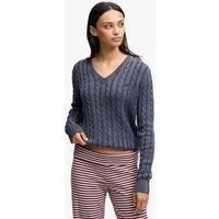 Superdry & Co Pure Cotton Cable Knit V-Neck Jumper Navy