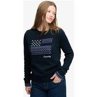 Superdry & Co Pure Cotton Flag Knit Relaxed Jumper Navy
