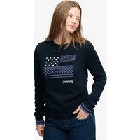 Superdry & Co Pure Cotton Flag Knit Relaxed Jumper Navy