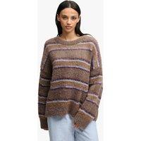 Superdry & Co Brushed Striped Relaxed Jumper Brown Mix