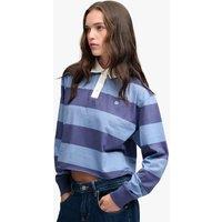 Superdry & Co Pure Cotton Oversized Cropped Rugby Top Blue Mix