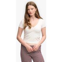 Superdry & Co Cotton Rich V-Neck Crop T-Shirt White