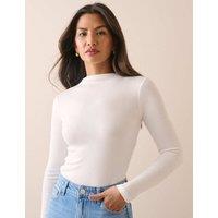 Nobody's Child Ribbed High Neck Top White