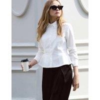 BAUKJEN Pure Cotton Button Through Peplum Blouse White