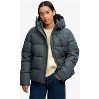 Superdry & Co Checked Hooded Puffer Jacket Navy