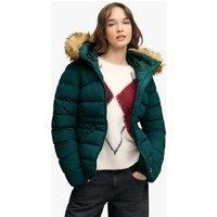 Superdry & Co Hooded Faux Fur Trim Puffer Jacket Green