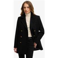 Superdry & Co Wool Rich Double Breasted Pea Coat Black