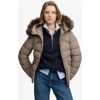 Superdry & Co Hooded Faux Fur Trim Puffer Jacket Brown