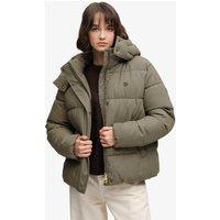 Superdry & Co Checked Hooded Puffer Jacket Brown