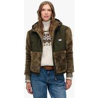 Superdry & Co Hooded Zip Up High Neck Jacket Brown Mix