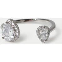 M&S Platinum Plated Double Stone Ring Silver