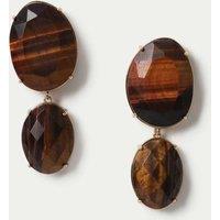 Autograph Tigers Eye Drop Earrings Brown