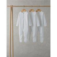 Mamas & Papas 3 Pack Pure Cotton Welcome Sleepsuits (0-24 Mths) White