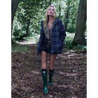 Hunter Waterproof Checked Hooded Rain Jacket Blue Mix