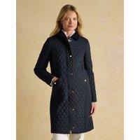 Joules Showerproof Quilted Collared Longline Coat Navy