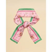 Joules Pure Silk Floral Skinny Scarf Pink Mix