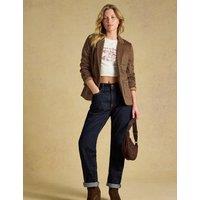 Joules Jersey Herringbone Checked Blazer with Wool Brown Mix