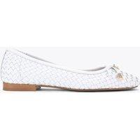 Kurt Geiger Leather Woven Bow Flat Ballet Pumps White