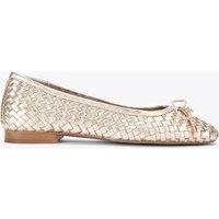 Kurt Geiger Leather Woven Bow Flat Ballet Pumps Silver