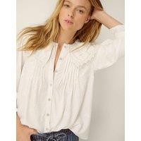 Monsoon Embroidered Frill Detail Blouse White Mix