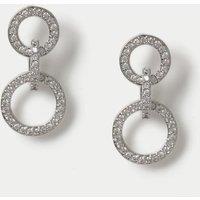 Autograph Platinum Plated Link Drop Earrings Silver