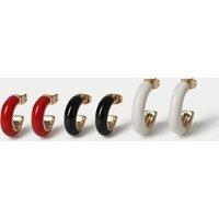 M&S 3 Pack Enamel Hoop Earrings Multi