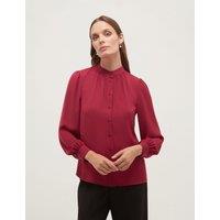 HOBBS Round Neck Pleat Detail Blouse Pink