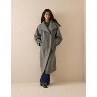 Nobody's Child X Louise Thompson Funnel Neck Longline Coat with Wool Grey