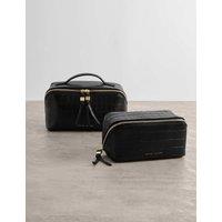 Katie Loxton Croc Effect Make Up Bag Black