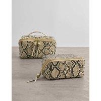 Katie Loxton Faux Leather Snake Fold-Out Makeup Bag Beige Mix