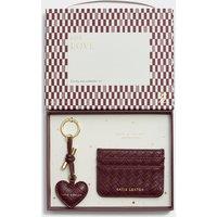 Katie Loxton Faux Leather Keyring & Card Holder Gift Set Cherry Red