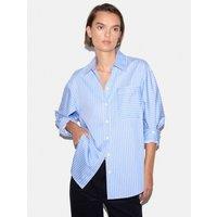 Jigsaw Pure Cotton Striped Oversized Shirt Blue Mix