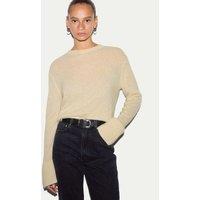 Jigsaw Pure Cashmere Round Neck Fluted Cuff Jumper Cream