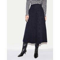 Jigsaw Cord Textured Midi A Line Skirt Navy
