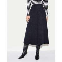 Jigsaw Cord Textured Midi A Line Skirt Navy