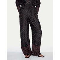 Jigsaw Floral Elasticated Wide Leg Trousers Black Mix