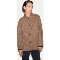 Jigsaw Suede Relaxed Raglan Longline Jacket Light Brown