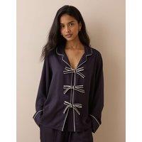 Nobody's Child Satin Tie Front Pyjama Set Blue