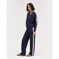Chinti & Parker Striped Straight Leg Trousers with Wool Navy