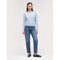 Chinti & Parker Pure Merino Wool Jacquard Crew Neck Cardigan Light Blue