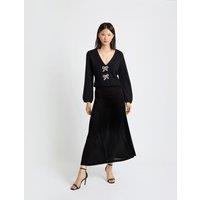 Chinti & Parker Wool Rich Embellished Cardigan with Cashmere Black
