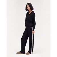 Chinti & Parker Striped Straight Leg Trousers with Wool Black