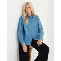 Finery London Denim Collared Button Through Shirt Denim