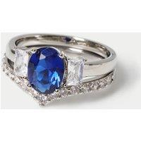 M&S Platinum Plated Blue Ring Stack Blue