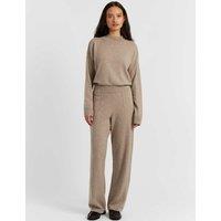 Chinti & Parker Wool Rich Wide Leg Joggers Stone